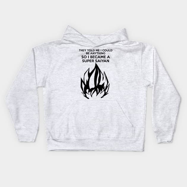 I Became a Super Saiyan (Black hair version) Kids Hoodie by Meechemax